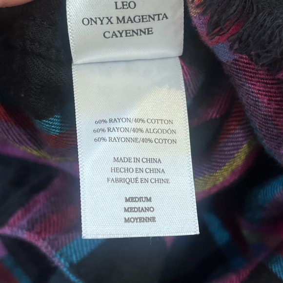 Rails Leo Flannel Plaid Shirt Pink Black Frayed Hem Size Medium - Picture 9 of 9